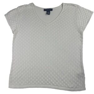 White dainty short sleeve sweater Jones Wear XL XLarge cap sleeve open‎ knit y2k
